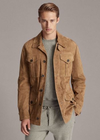 Ralph Lauren Merton Nubuck Læder Jacket Hnědožlutý | 2eJtzmmb