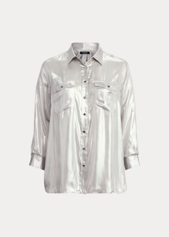 Ralph Lauren Metallic Patch Pocket Shirt Stříbrné | 490Bkr7u