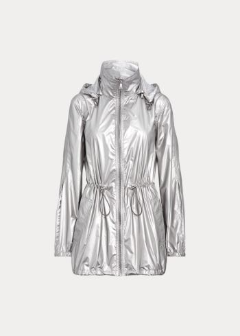 Ralph Lauren Metallic Taffeta S Kapucí Jacket Stříbrné | F9KpNen3