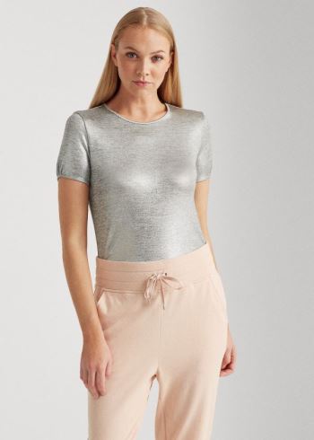 Ralph Lauren Metallic Tee Stříbrné | uJELaSxp