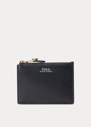 Ralph Lauren Nappa Læder Zip Card Case Černé | 8RaKQcmh
