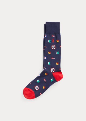 Ralph Lauren Nautical Flag Sock 2-Pack Tmavě Blankyt | AifHCDwz