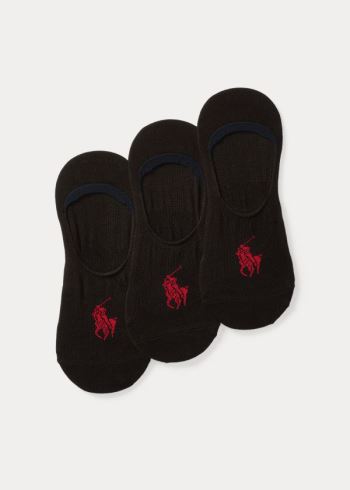 Ralph Lauren No-Show Liner Sock 3-Pack Černé | BKw3h1ZU