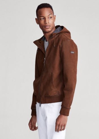 Ralph Lauren Nubuck Læder Hoodie Hnědé | cDenuiPg