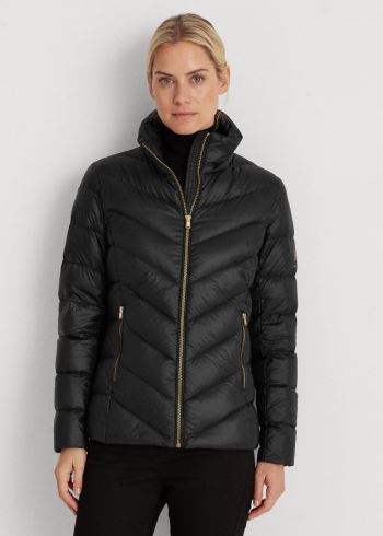 Ralph Lauren Packable Mockneck Coat Černé | V22s50QW