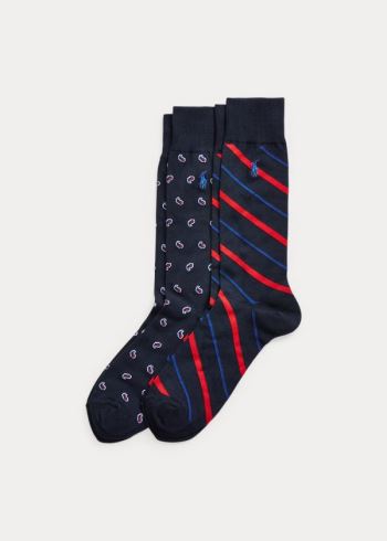Ralph Lauren Paisley & Striped Sock 2-Pack Tmavě Blankyt | 5y190s6t