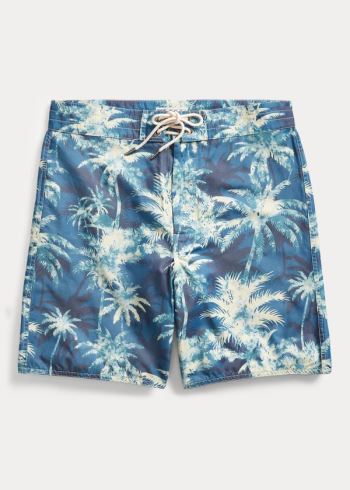 Ralph Lauren Palm Tree-Print Twill Krátké Tmavě Blankyt | hV2Q9nTI