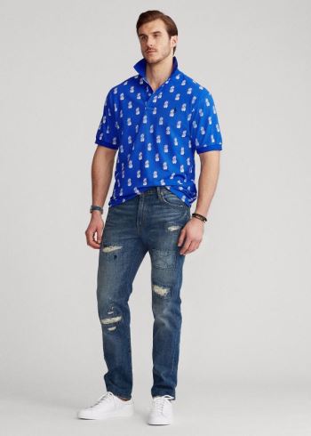 Ralph Lauren Pineapple Mesh Polo Shirt Blankyt Královská Modrá Bílé | x2uhagkA