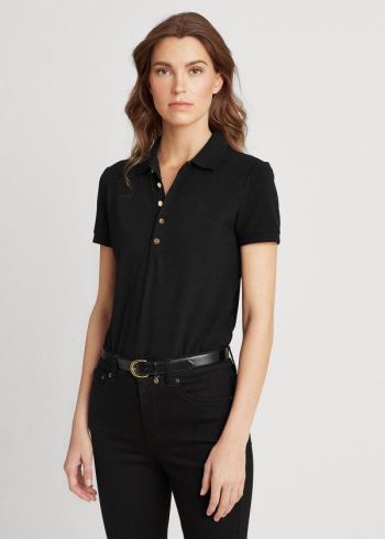 Ralph Lauren Piqué Polo Shirt Černé | Wzj4FRyD