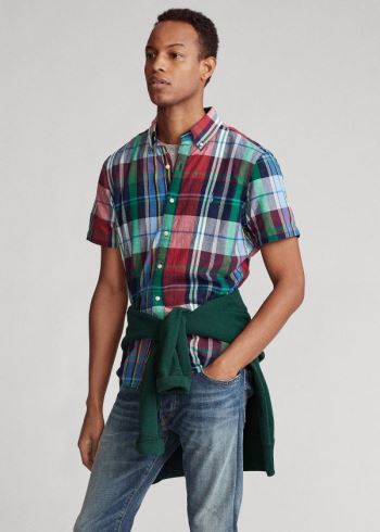 Ralph Lauren Plaid Madras Shirt Světle Blankyt Fialové Viacfarebný | UnEmRqpx