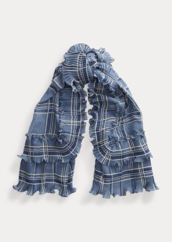 Ralph Lauren Plaid Ruffled Silk Scarf Blankyt Viacfarebný | s5twgzbO