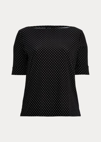 Ralph Lauren Polka-Dot Bavlněné-Blend Top Černé Krém | 3PeFsrPt