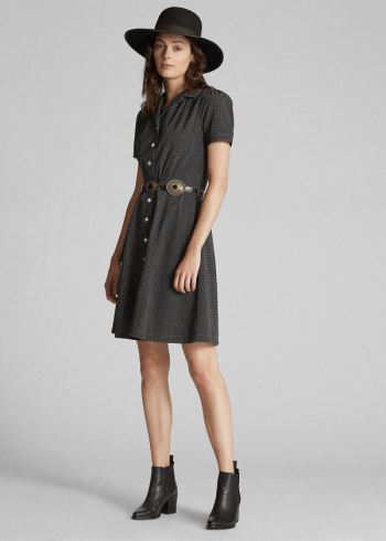 Ralph Lauren Polka-Dot Black Indigo Šaty Černé Viacfarebný | dvGwgVY4