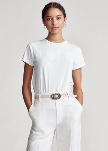 Ralph Lauren Polo Bavlněné Jersey Tee Bílé | D9k2z47P