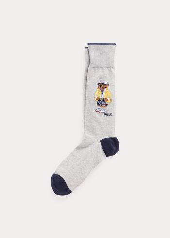 Ralph Lauren Polo Bear & Stripe Sock 2-Pack Šedé Tmavě Blankyt | FeZGzRml