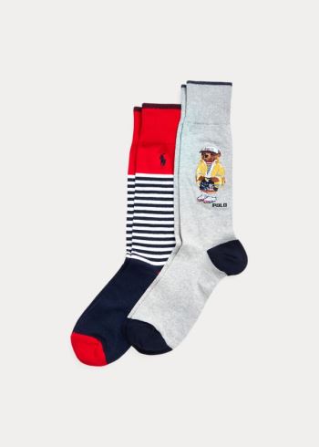 Ralph Lauren Polo Bear & Stripe Sock 2-Pack Tmavě Blankyt | a8St9IU9