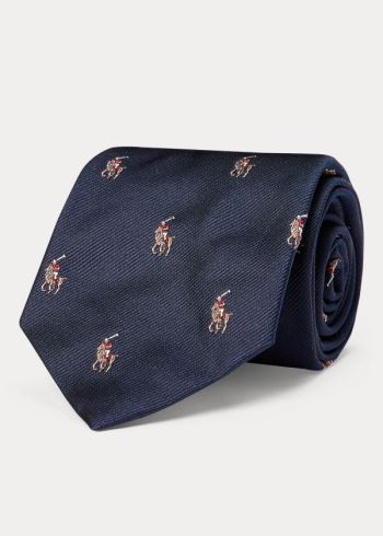Ralph Lauren Polo Player Silk Narrow Tie Tmavě Blankyt | 0jQ77Bya