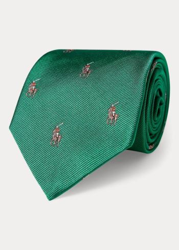 Ralph Lauren Polo Player Silk Narrow Tie Zelene | 1QFHgzN9