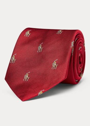 Ralph Lauren Polo Player Silk Narrow Tie Červené | Go1FBO13