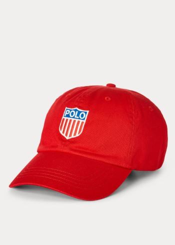 Ralph Lauren Polo Shield Bavlněné Twill Cap Červené | SIaW2Xyp