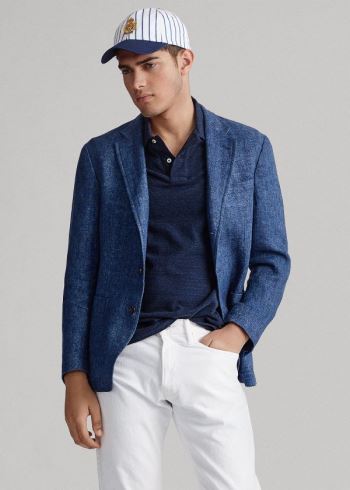 Ralph Lauren Polo Soft Linen Sportovní Coat Tmavě Blankyt | K55lRtrq