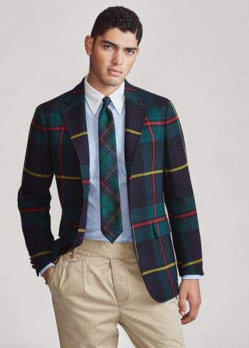 Ralph Lauren Polo Soft Tartan Sportovní Coat Zelene Blankyt Červené Žluté | EUK0WJkD