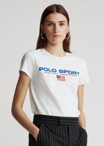 Ralph Lauren Polo Sportovní Crewneck Tee Bílé | lGPrBNqj