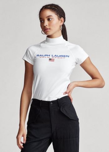 Ralph Lauren Polo Sportovní Cropped Tee Bílé | grDSkCqO