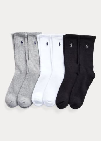 Ralph Lauren Polstrované Crew Sock 6-Pack Šedé Viacfarebný | cVpiybXj