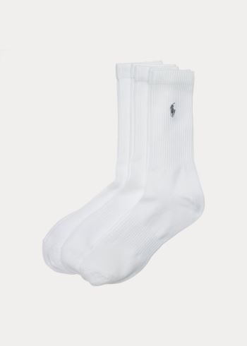 Ralph Lauren Poly Tech Crew Sock 3-Pack Bílé | 7gIxPzKh