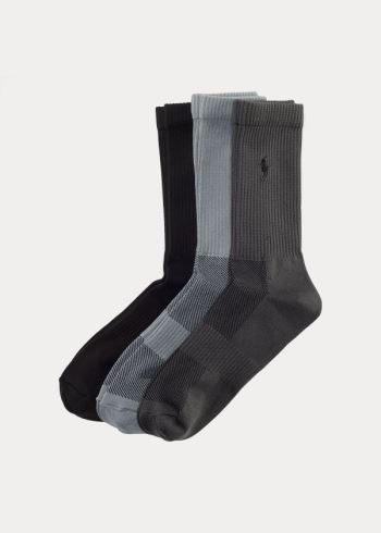 Ralph Lauren Poly Tech Crew Sock 3-Pack Šedé Viacfarebný | 8VG1JnWE