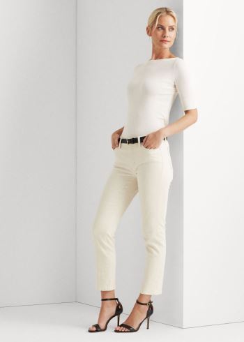 Ralph Lauren Premier Straight Ankle Jean Krém Blankyt Světle Modré | FScVI00N