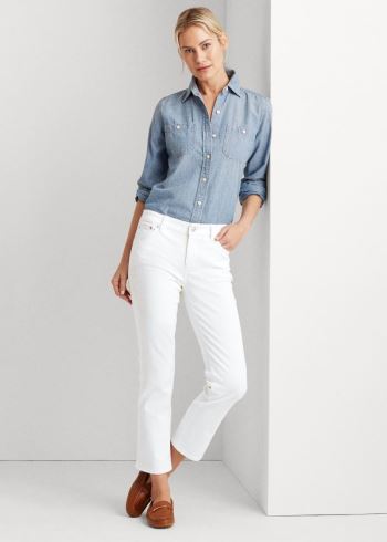 Ralph Lauren Premier Straight Ankle Jean Bílé Blankyt Světle Modré | HKpCj3qo