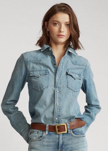 Ralph Lauren Premium Denim Western Shirt Indigo | Vhp3jeIn