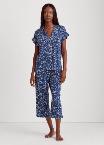 Ralph Lauren Print Bavlněné Capri Sleep Set Tmavě Blankyt Viacfarebný | HO5DAuge