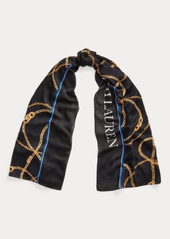 Ralph Lauren Print Camilla Scarf Černé | 8zu2xE3Z