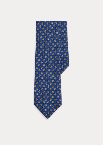 Ralph Lauren Print Silk Narrow Tie Královská Modrá Blankyt | QPau1XFr
