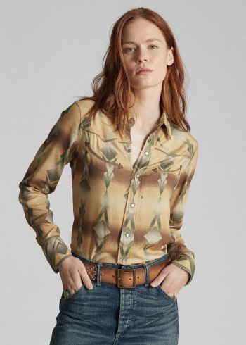 Ralph Lauren Print Western Shirt Hnědé Zelene | rKmLRx61