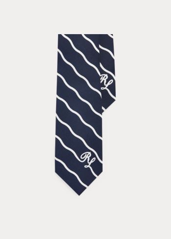 Ralph Lauren RL Waves Silk Tie Tmavě Blankyt | 6df7hfiu