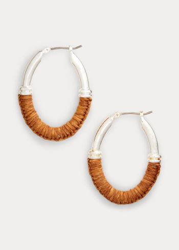 Ralph Lauren Raffia Hoop Earrings Stříbrné | h7aESu3a