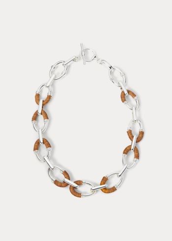 Ralph Lauren Raffia Link Necklace Stříbrné | u8CYAMt7