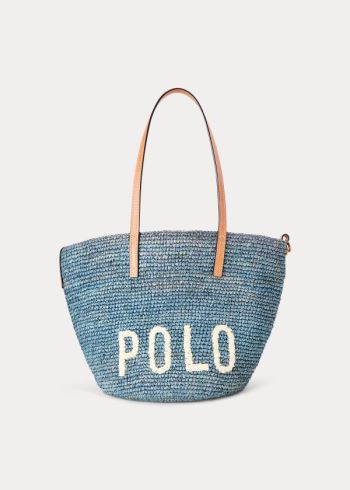 Ralph Lauren Raffia Medium Tote Bag Světle Blankyt | l6GNliM1