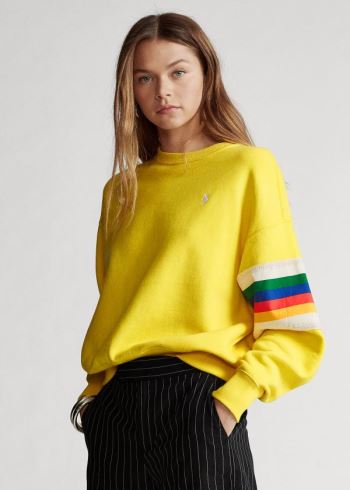 Ralph Lauren Rainbow-Trim Fleece Sweatshirt Citrón | L59FH2vv