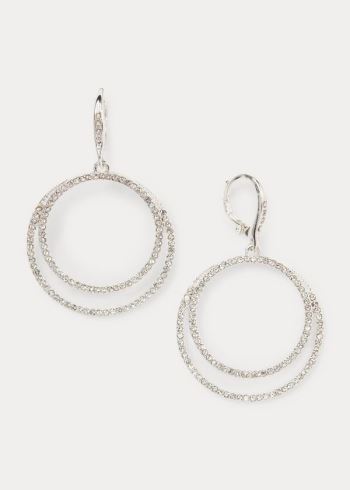 Ralph Lauren Rhinestone Drop Earrings Stříbrné | JuioYVSs