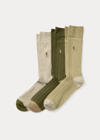Ralph Lauren Rib-Knit Sock 3-Pack Hnědožlutý Černé | clNpMqVW