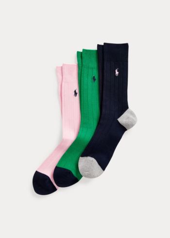 Ralph Lauren Rib-Knit Sock 3-Pack Světle Růžové | qN0AwUme