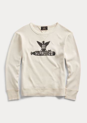 Ralph Lauren Ribbed Bavlněné Graphic Crewneck Béžový | 8wYLa76k