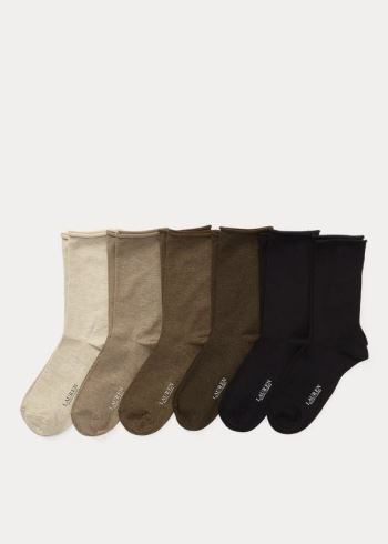 Ralph Lauren Roll-Top Sock 6-Pack Bílé Šedé Černé | s7y1zsoS