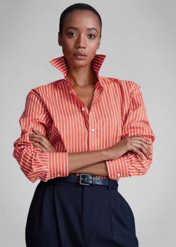 Ralph Lauren Rowland Boyfriend Shirt Oranžové Bílé | 8Bjka84K