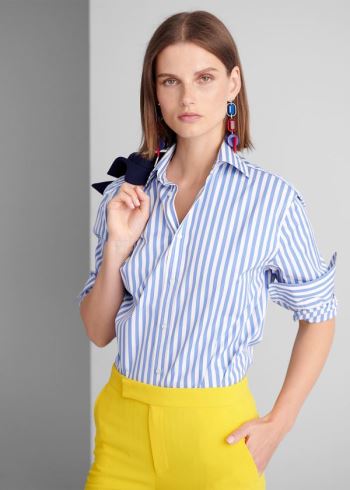 Ralph Lauren Rowland Boyfriend Shirt Světle Blankyt Bílé | 48XGo2Qq
